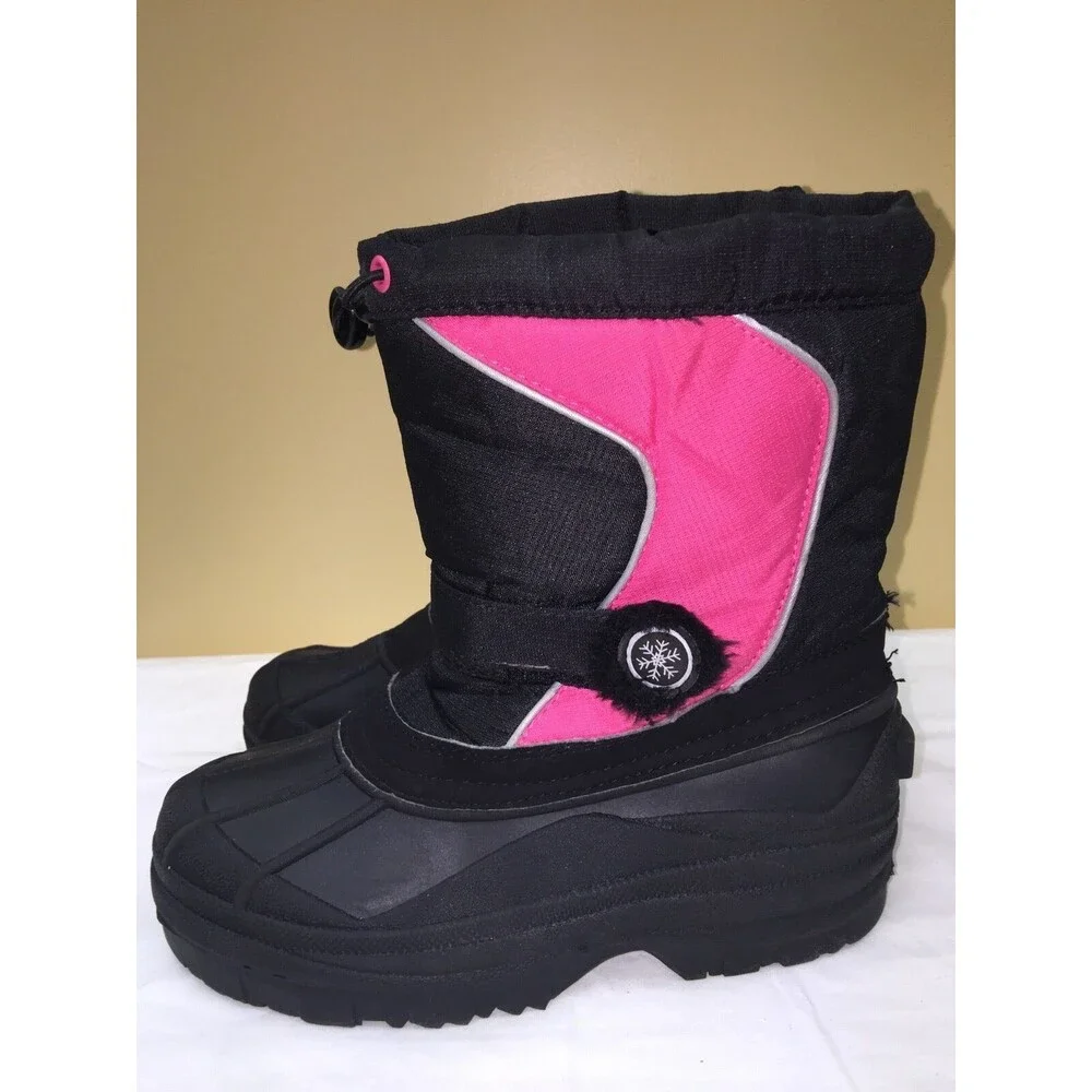 Tornesi winter boots pink/black slip on/ youth size 5 pre-owned